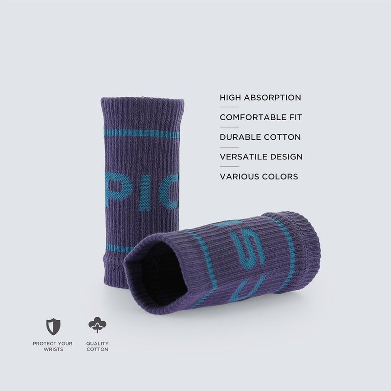 PICSIL - Cotton Sports Wristbands | Absorbent and Breathable | Ideal for Gym, Cross Training, Running and Tennis | Use with Grips | Unisex Design | - Image 2